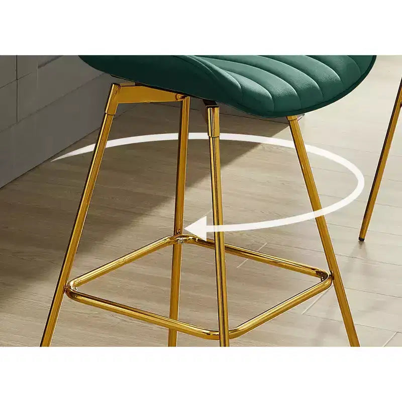 HOMLUX Lot de 2 tabourets de bar en velours, chaises de salle à manger modernes pivotantes avec dossier incurvé