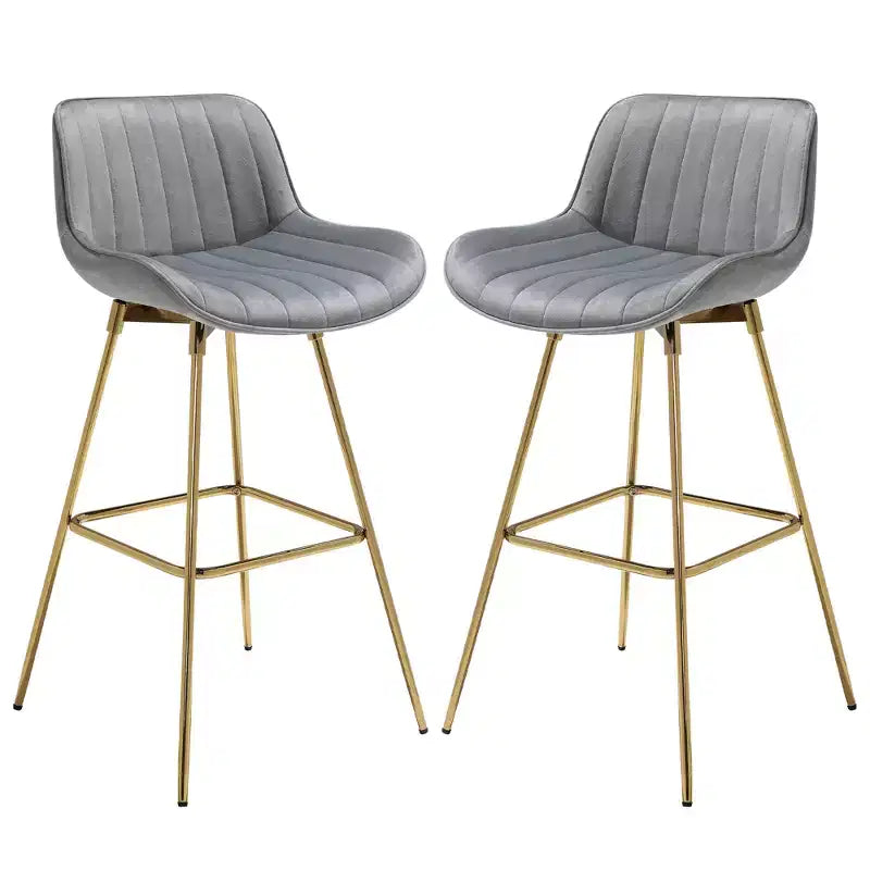 HOMLUX Lot de 2 tabourets de bar en velours, chaises de salle à manger modernes pivotantes avec dossier incurvé