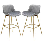 HOMLUX Lot de 2 tabourets de bar en velours, chaises de salle à manger modernes pivotantes avec dossier incurvé