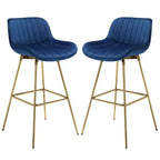 HOMLUX Lot de 2 tabourets de bar en velours, chaises de salle à manger modernes pivotantes avec dossier incurvé