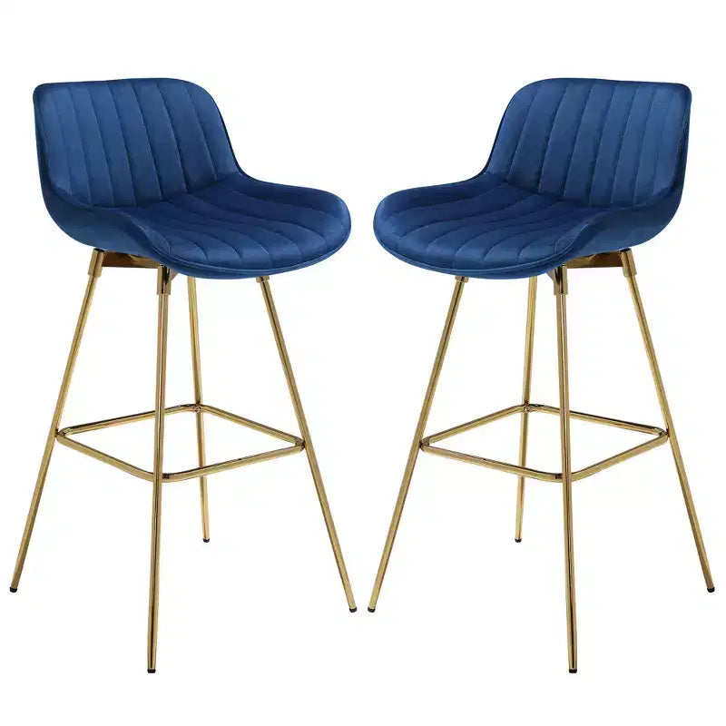 HOMLUX Lot de 2 tabourets de bar en velours, chaises de salle à manger modernes pivotantes avec dossier incurvé