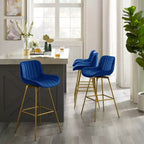 HOMLUX Lot de 2 tabourets de bar en velours, chaises de salle à manger modernes pivotantes avec dossier incurvé