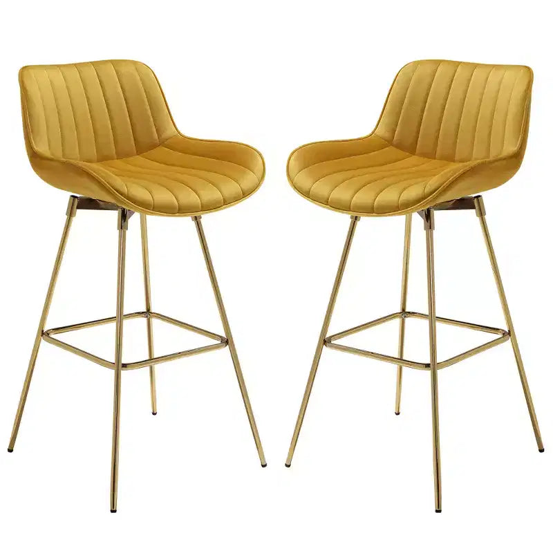 HOMLUX Lot de 2 tabourets de bar en velours, chaises de salle à manger modernes pivotantes avec dossier incurvé