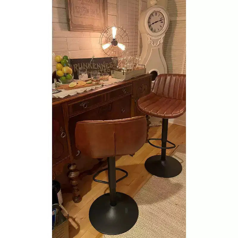 Tabourets de bar réglables en similicuir, lot de 2 - HOMLUX