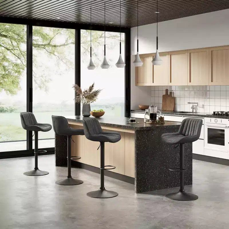 Tabourets de bar réglables en similicuir, lot de 2 - HOMLUX
