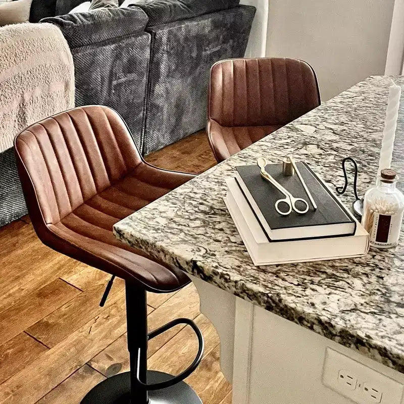 Tabourets de bar réglables en similicuir, lot de 2 - HOMLUX