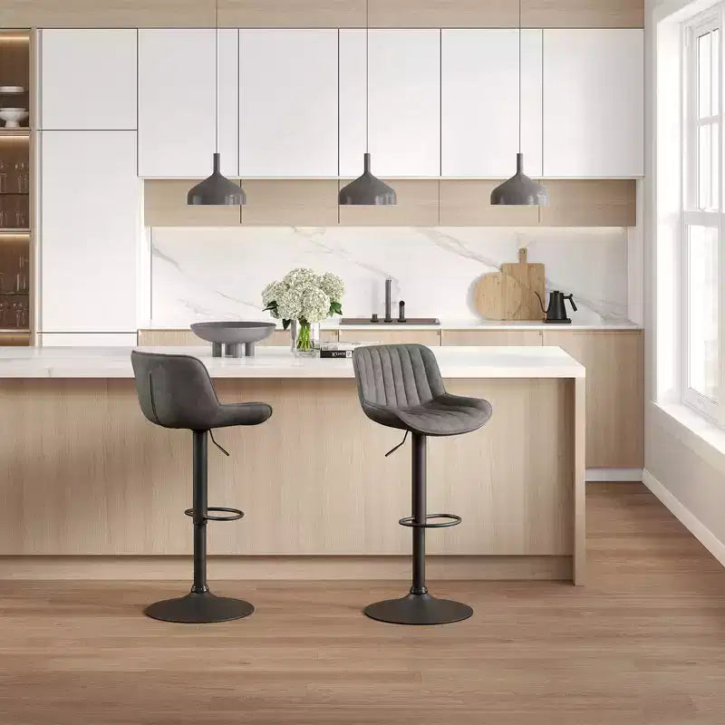 Tabourets de bar réglables en similicuir, lot de 2 - HOMLUX