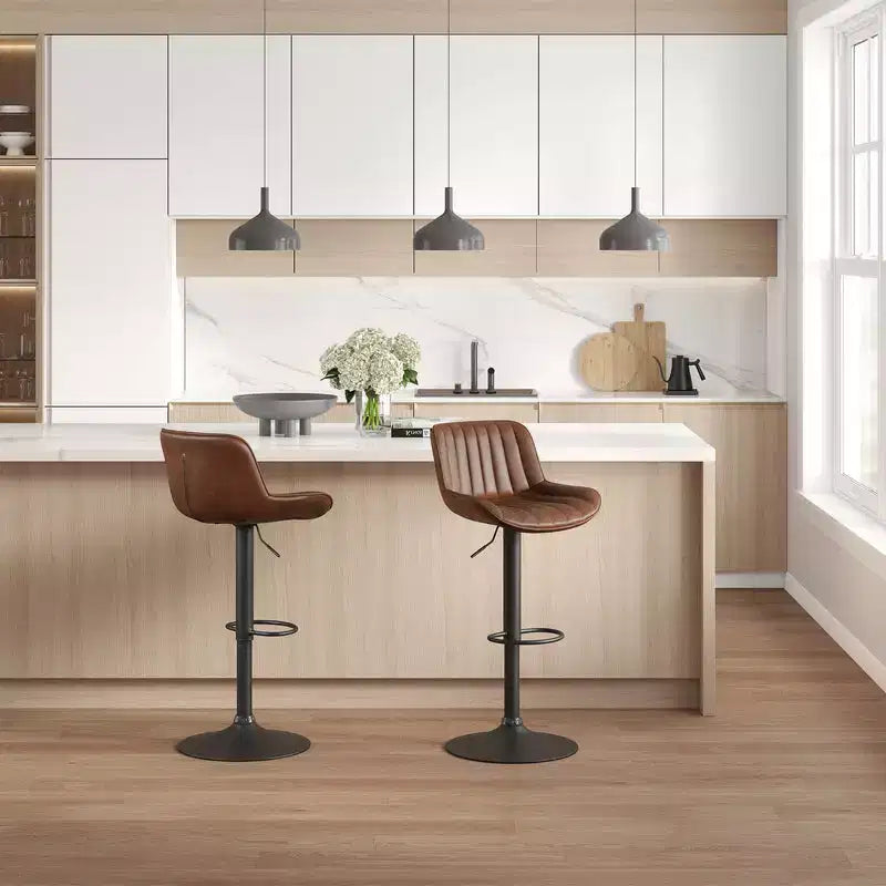 Tabourets de bar réglables en similicuir, lot de 2 - HOMLUX
