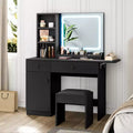 Whizmax Vanity Desk, Makeup Vanity with Adjustable LED Lighted Mirror, Vanity Table with Drawers, Cabinet, Shelf and Stool