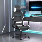 vidaXL Chaise de jeu en tissu avec siège et dossier réglables - Fauteuil de jeu inclinable noir et blanc avec repose-pieds pour un confort de jeu optimal