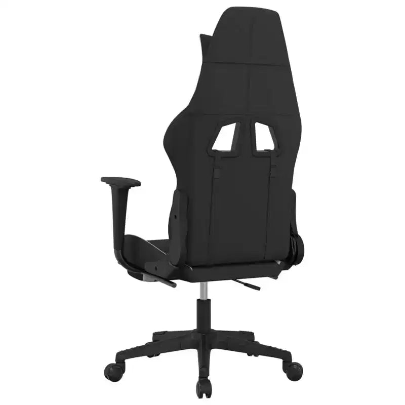 vidaXL Chaise de jeu en tissu avec siège et dossier réglables - Fauteuil de jeu inclinable noir et blanc avec repose-pieds pour un confort de jeu optimal