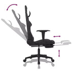 vidaXL Chaise de jeu en tissu avec siège et dossier réglables - Fauteuil de jeu inclinable noir et blanc avec repose-pieds pour un confort de jeu optimal