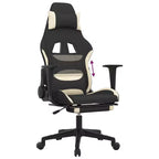 vidaXL Chaise de jeu moderne avec fonctions réglables, tissu noir et crème – Idéale pour améliorer l'expérience de jeu avec un confort optimal