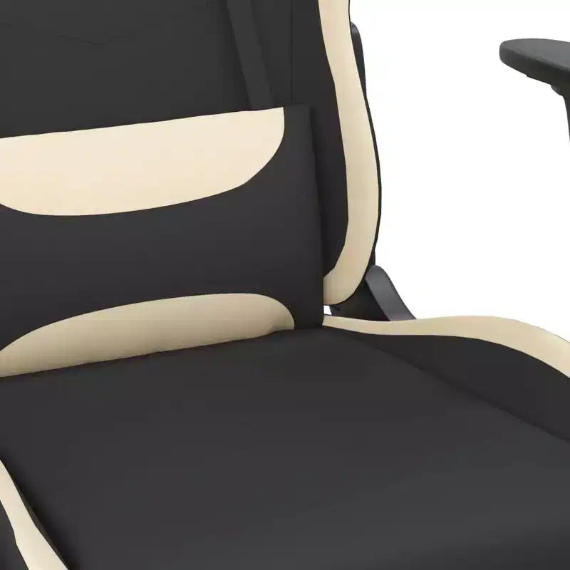 vidaXL Chaise de jeu moderne avec fonctions réglables, tissu noir et crème – Idéale pour améliorer l'expérience de jeu avec un confort optimal