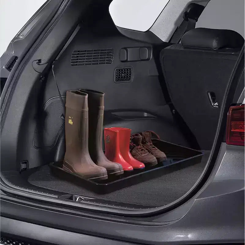 Plateau à chaussures en polypropylène recyclé. Grattoir à boue, drainage et ventilation. 79L x 41l x 5H cm.