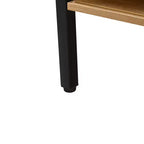 Table basse en rotin avec pieds en bois massif/métal et porte coulissante pour le rangement, table de cocktail table de centre table de canapé - ModernLuxe