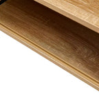 Table basse en rotin avec pieds en bois massif/métal et porte coulissante pour le rangement, table de cocktail table de centre table de canapé - ModernLuxe