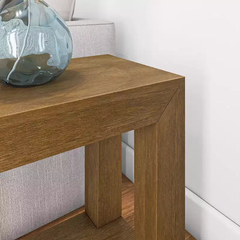 Table d'appoint rectangulaire moderne Plank+Beam avec étagère, 25 po, Table en bois massif avec rangement