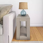 Table d'appoint rectangulaire moderne Plank+Beam avec étagère, 25 po, Table en bois massif avec rangement