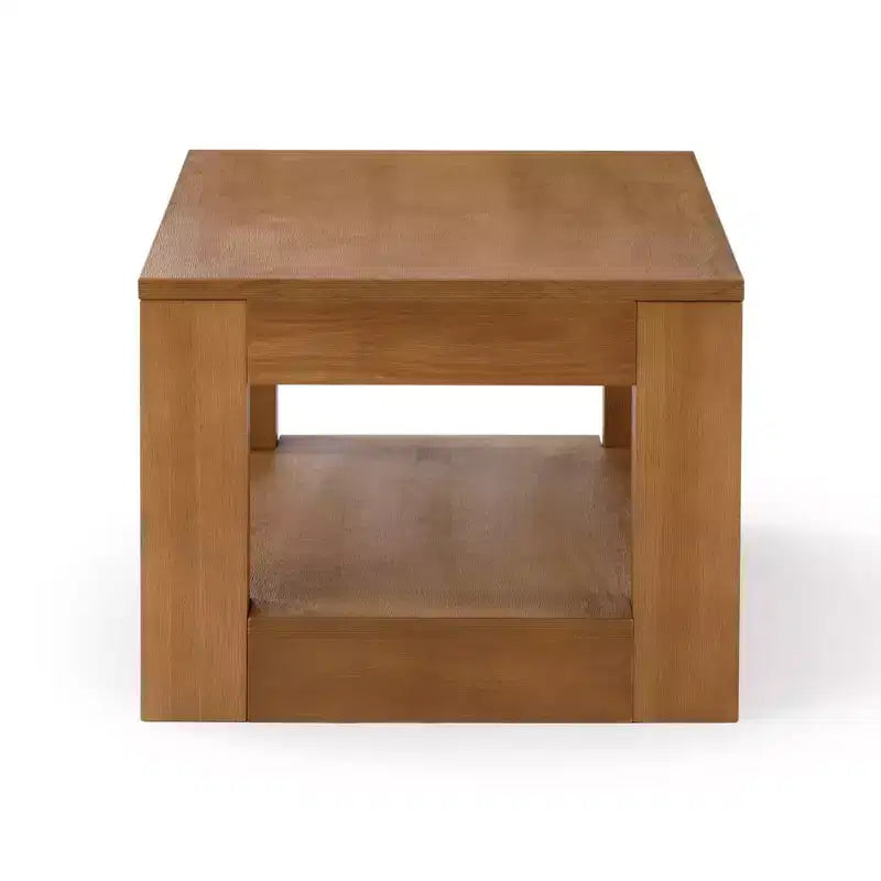 Table basse rectangulaire moderne Plank+Beam 48 avec étagère, table en bois massif avec rangement