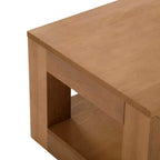 Table basse rectangulaire moderne Plank+Beam 48 avec étagère, table en bois massif avec rangement