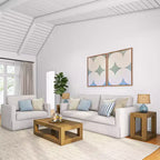 Table basse rectangulaire moderne Plank+Beam 48 avec étagère, table en bois massif avec rangement
