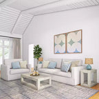 Table basse rectangulaire moderne Plank+Beam 48 avec étagère, table en bois massif avec rangement