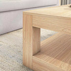 Table basse rectangulaire moderne Plank+Beam 48 avec étagère, table en bois massif avec rangement