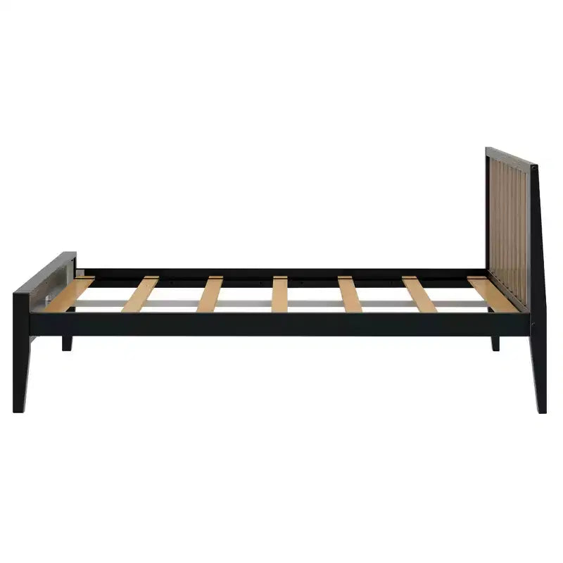 Cadre de lit double scandinave Plank+Beam avec tête de lit, plateforme de lit en bois massif pour adultes