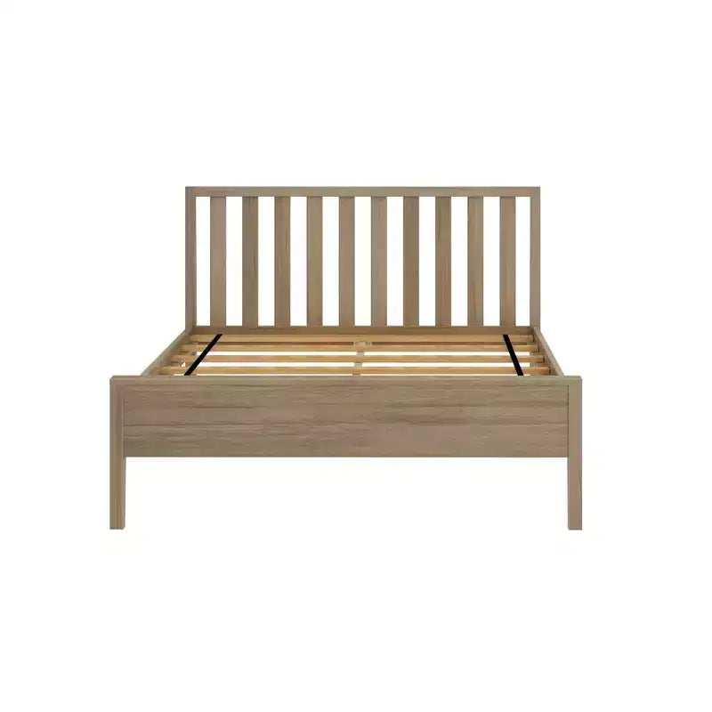 Cadre de lit double scandinave Plank+Beam avec tête de lit, plateforme de lit en bois massif pour adultes
