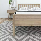 Cadre de lit double scandinave Plank+Beam avec tête de lit, plateforme de lit en bois massif pour adultes