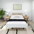 Cadre de lit double scandinave Plank+Beam avec tête de lit, plateforme de lit en bois massif pour adultes