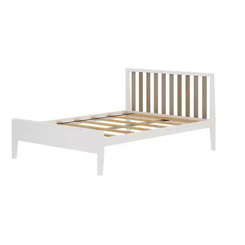 Cadre de lit double scandinave Plank+Beam avec tête de lit, plateforme de lit en bois massif pour adultes
