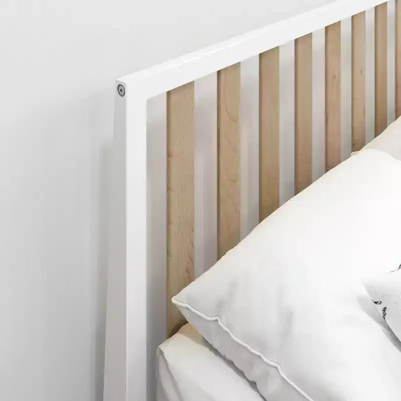 Cadre de lit double scandinave Plank+Beam avec tête de lit, plateforme de lit en bois massif pour adultes