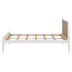 Cadre de lit double scandinave Plank+Beam avec tête de lit, plateforme de lit en bois massif pour adultes