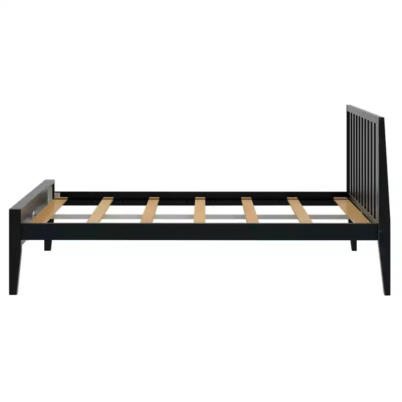 Cadre de lit double scandinave Plank+Beam avec tête de lit, plateforme de lit en bois massif pour adultes