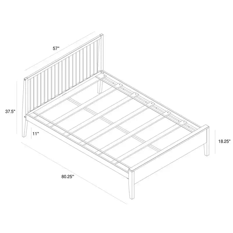 Cadre de lit double scandinave Plank+Beam avec tête de lit, plateforme de lit en bois massif pour adultes
