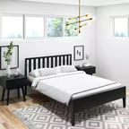 Cadre de lit double scandinave Plank+Beam avec tête de lit, plateforme de lit en bois massif pour adultes