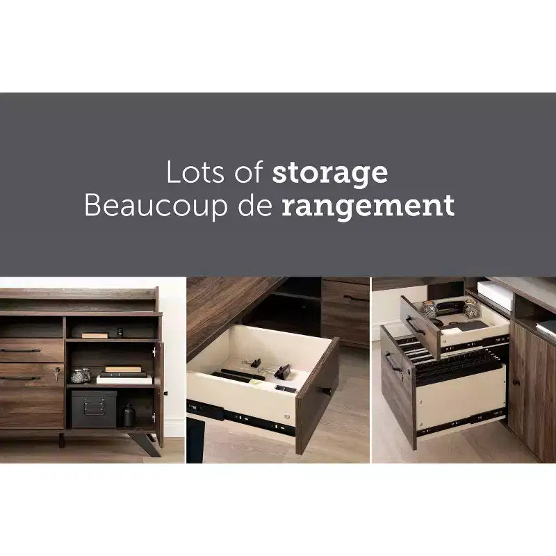 Bureau d'angle Helsy de South Shore avec barre d'alimentation