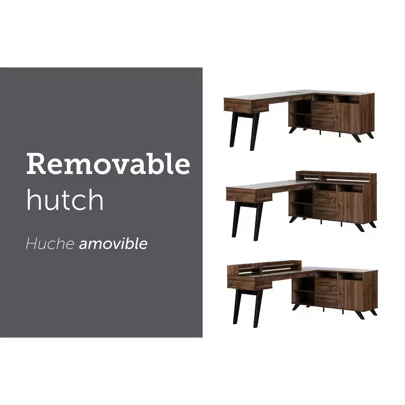 Bureau d'angle Helsy de South Shore avec barre d'alimentation
