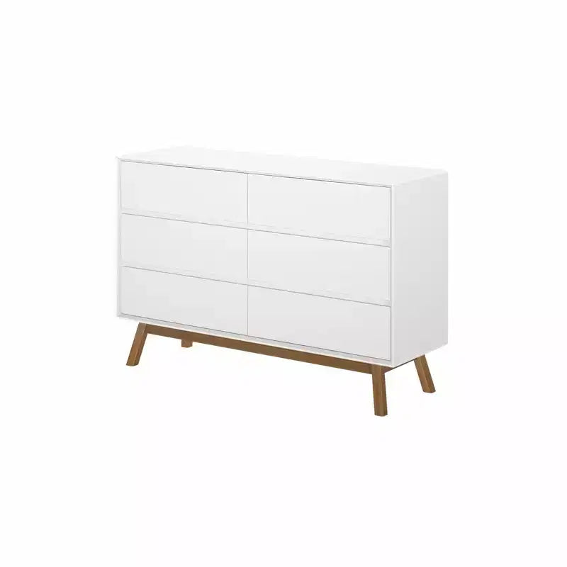 Commode 6 tiroirs en bois massif de style Mid-Century Modern Plank+Beam