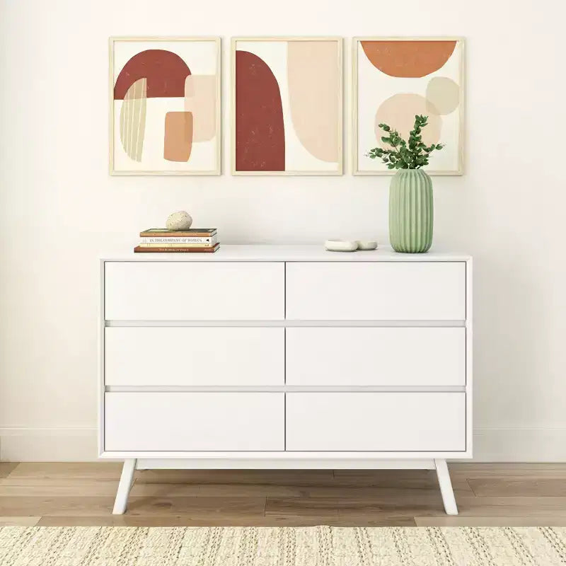 Commode 6 tiroirs en bois massif de style Mid-Century Modern Plank+Beam