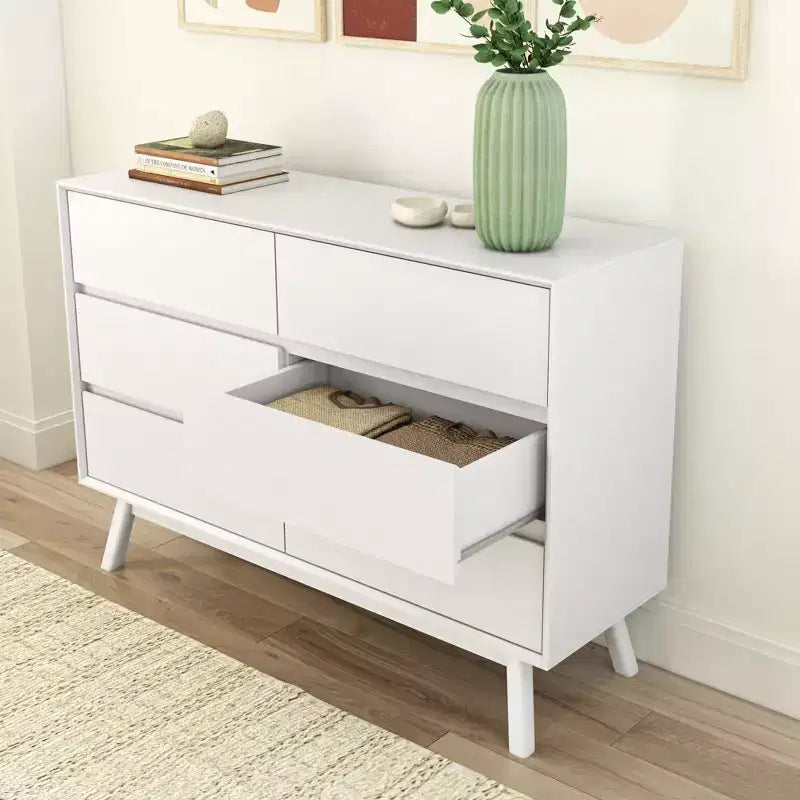Commode 6 tiroirs en bois massif de style Mid-Century Modern Plank+Beam