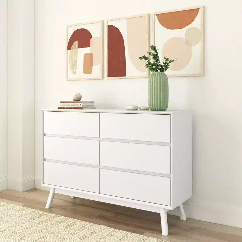 Commode 6 tiroirs en bois massif de style Mid-Century Modern Plank+Beam