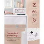 VASAGLE Coiffeuse avec Miroir et Lumières, Tabouret Rembourré, 6 Compartiments, 2 Tiroirs