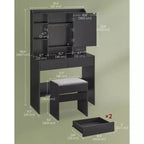VASAGLE Coiffeuse avec Miroir et Lumières, Tabouret Rembourré, 6 Compartiments, 2 Tiroirs