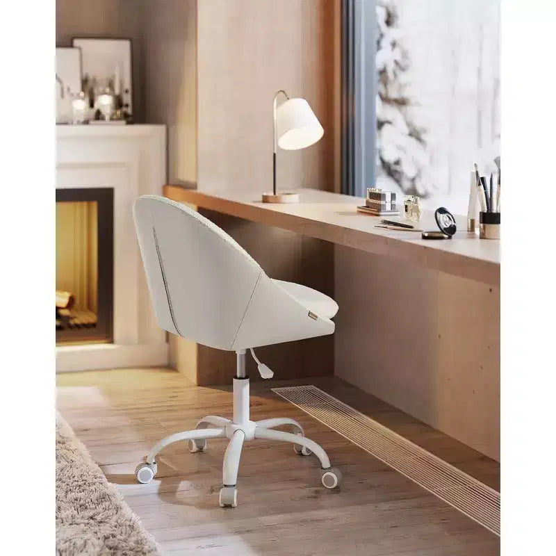 VASAGLE Chaise de Bureau, Chaise Coiffeuse, Chaise de Bureau, Tissu Coton-Lin, Rembourrage en Mousse, Hauteur Réglable, pour Bureau à Domicile, Étude, Chambre,