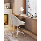 VASAGLE Chaise de Bureau, Chaise Coiffeuse, Chaise de Bureau, Tissu Coton-Lin, Rembourrage en Mousse, Hauteur Réglable, pour Bureau à Domicile, Étude, Chambre,