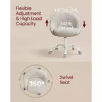 VASAGLE Chaise de Bureau, Chaise Coiffeuse, Chaise de Bureau, Tissu Coton-Lin, Rembourrage en Mousse, Hauteur Réglable, pour Bureau à Domicile, Étude, Chambre,