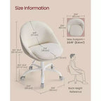 VASAGLE Chaise de Bureau, Chaise Coiffeuse, Chaise de Bureau, Tissu Coton-Lin, Rembourrage en Mousse, Hauteur Réglable, pour Bureau à Domicile, Étude, Chambre,